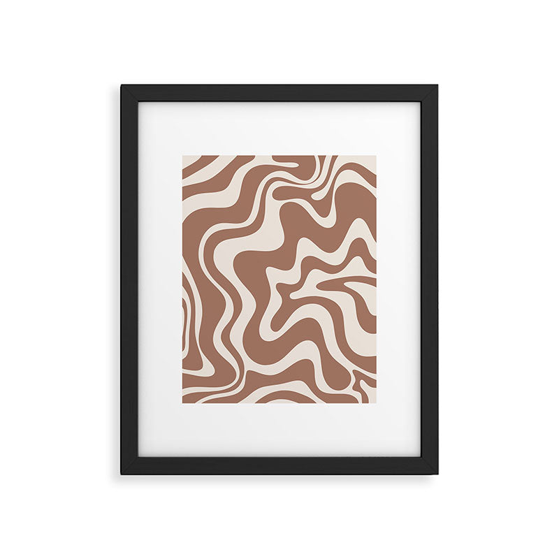 Retro Liquid Swirl Abstract Inspired by PANTONE 17 1230 Color of the Year Mocha Mousse Framed Art Print Gallery Image 5