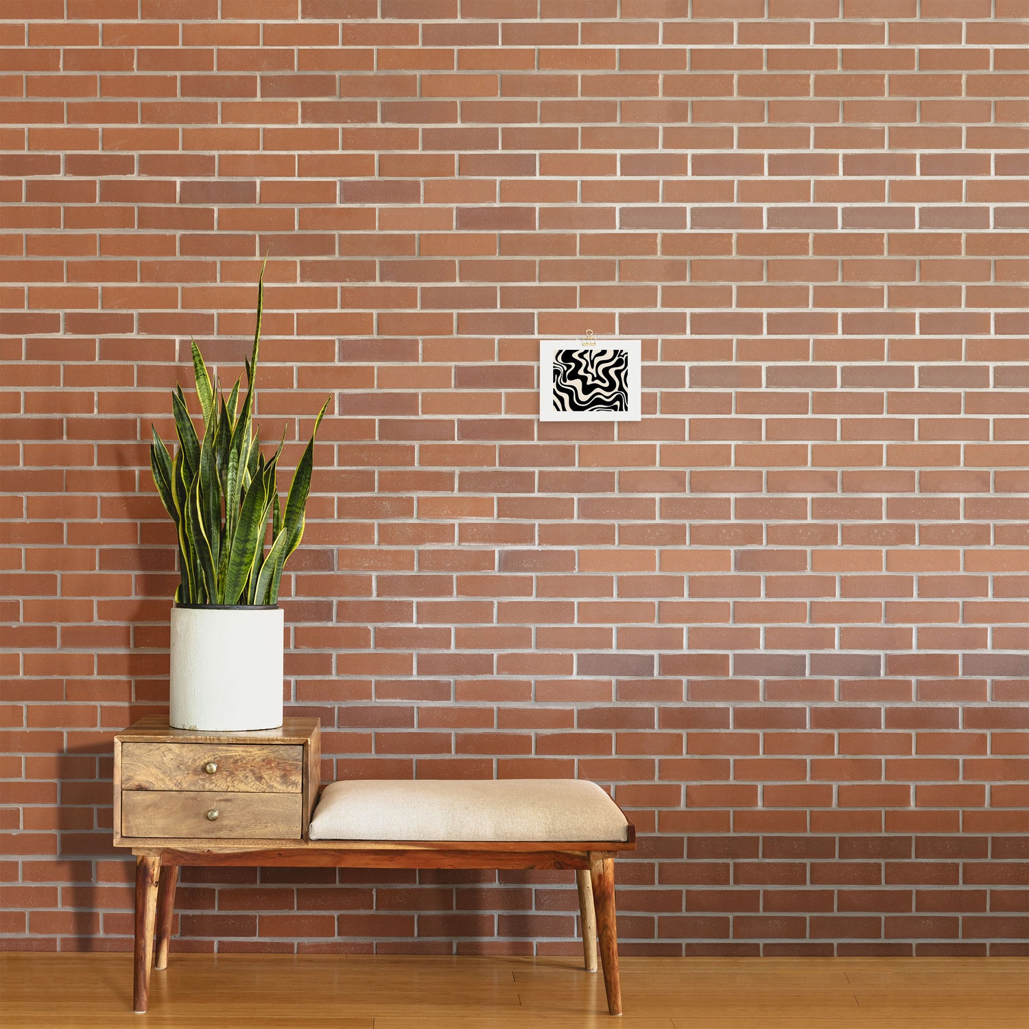 Retro Liquid Swirl Abstract Pattern 3 in Black and Almond Cream Art Print Gallery Image 2