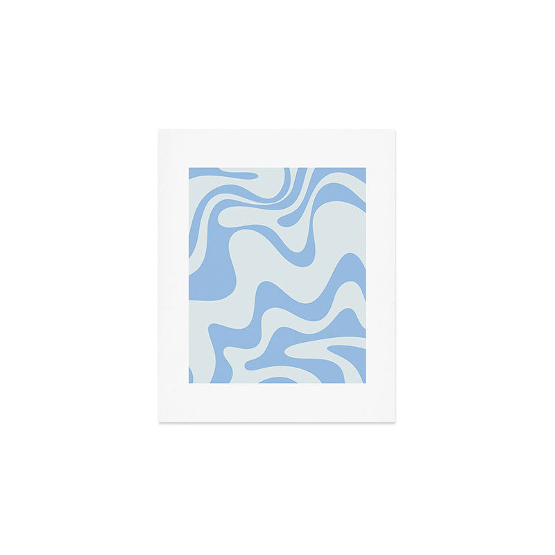 Retro Liquid Swirl Abstract Pattern 3 in Powder Blue Art Print Gallery Image 1