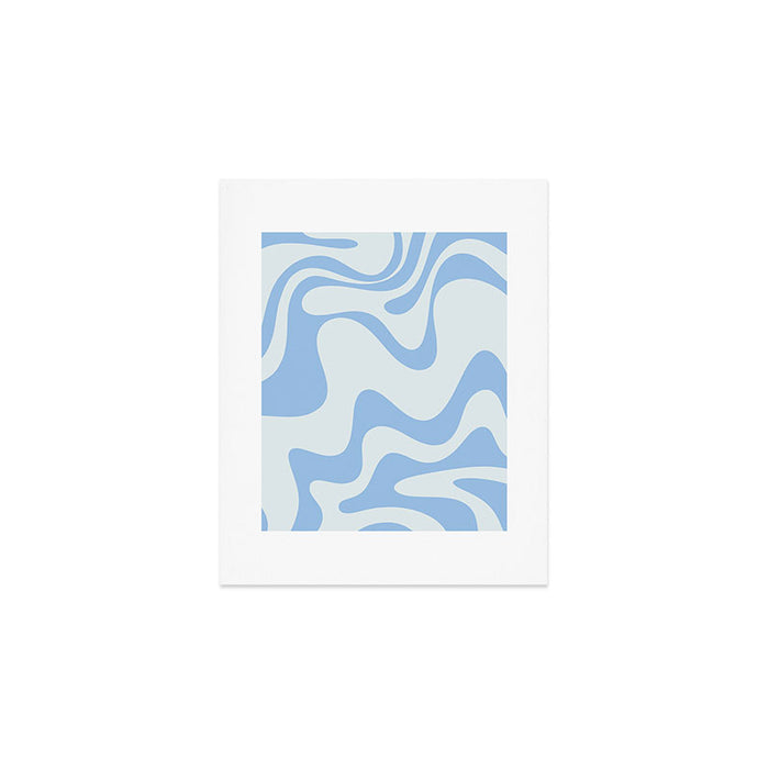 Retro Liquid Swirl Abstract Pattern 3 in Powder Blue Art Print Gallery Image 1