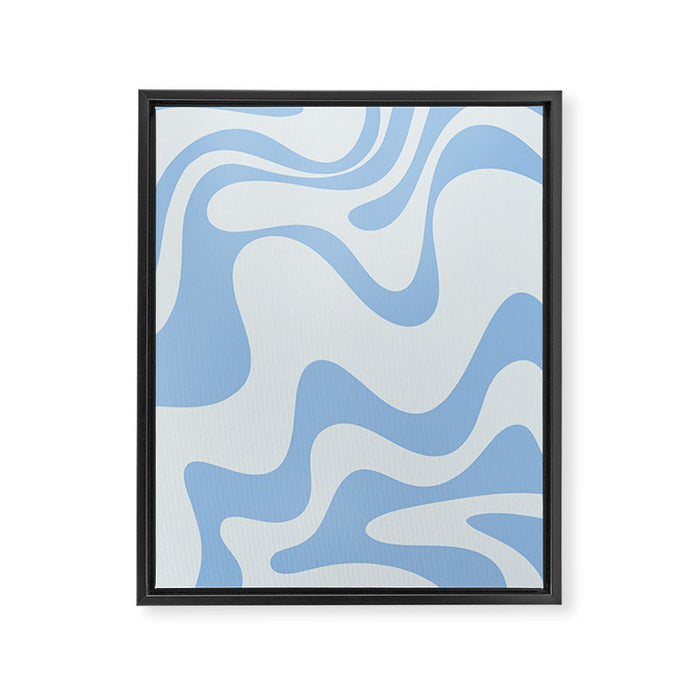 Retro Liquid Swirl Abstract Pattern 3 in Powder Blue Framed Canvas Print Gallery Image 1