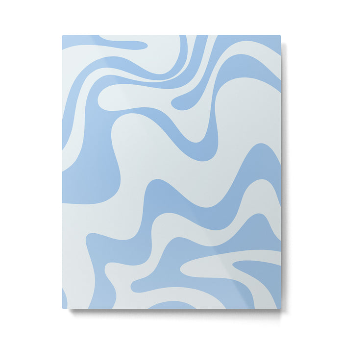 Retro Liquid Swirl Abstract Pattern 3 in Powder Blue Metal Print Gallery Image 1