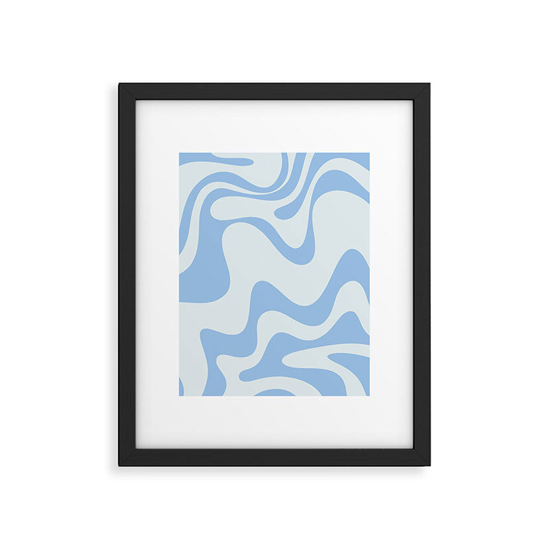 Retro Liquid Swirl Abstract Pattern 3 in Powder Blue Framed Art Print Gallery Image 5