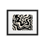 Retro Liquid Swirl Abstract Pattern 3 in Black and Almond Cream Framed Art Print Gallery Image 5