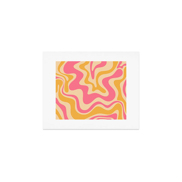 Retro Liquid Swirl Abstract Pattern 5 Pink and Orange Mustard Art Print Gallery Image 1
