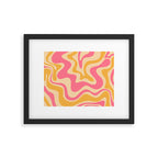 Retro Liquid Swirl Abstract Pattern 5 Pink and Orange Mustard Framed Art Print Gallery Image 5