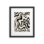 Retro Liquid Swirl Abstract Pattern Black and Almond Cream Framed Art Print Gallery Image 5