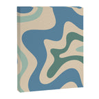 Retro Liquid Swirl Abstract Pattern Blue Aqua Teal Beige Canvas Print Gallery Image 8