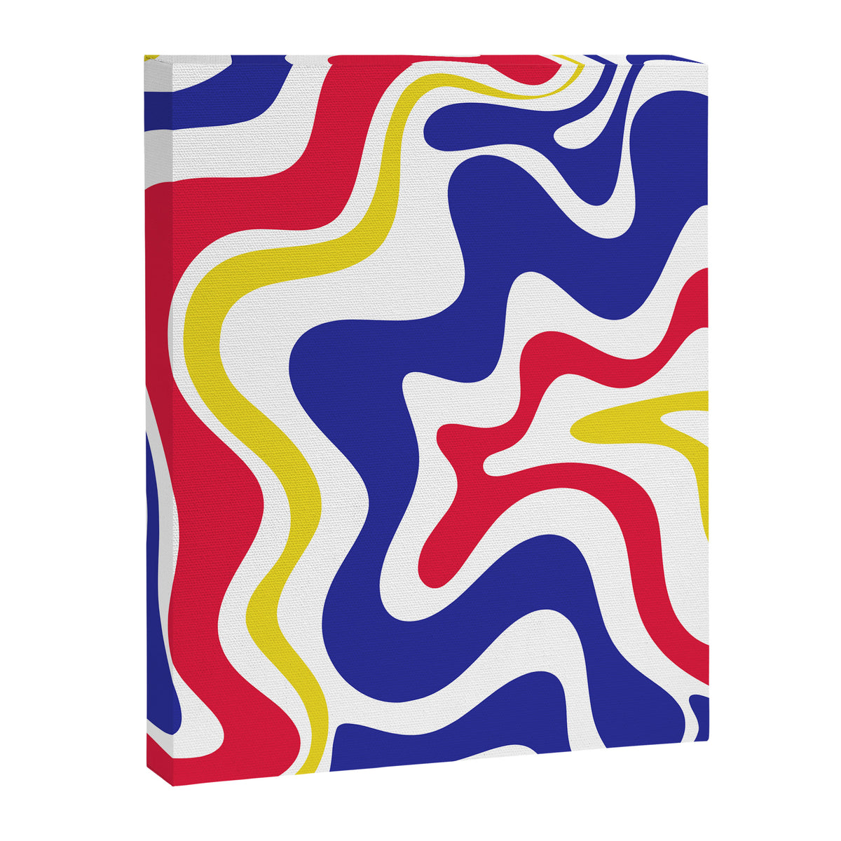Retro Liquid Swirl Abstract Pattern Blue Red Yellow White Canvas Print Gallery Image 6