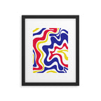 Retro Liquid Swirl Abstract Pattern Blue Red Yellow White Framed Art Print Gallery Image 5