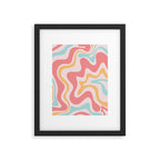 Retro Liquid Swirl Abstract Pattern Blush Pink Mustard Aqua Framed Art Print Gallery Image 5