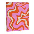 Retro Liquid Swirl Abstract Pattern Bright Pink Orange Cream Canvas Print Gallery Image 6
