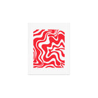Retro Liquid Swirl Abstract Pattern Bright Red and White Art Print Gallery Image 1