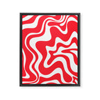 Retro Liquid Swirl Abstract Pattern Bright Red and White Framed Canvas Print Gallery Image 6