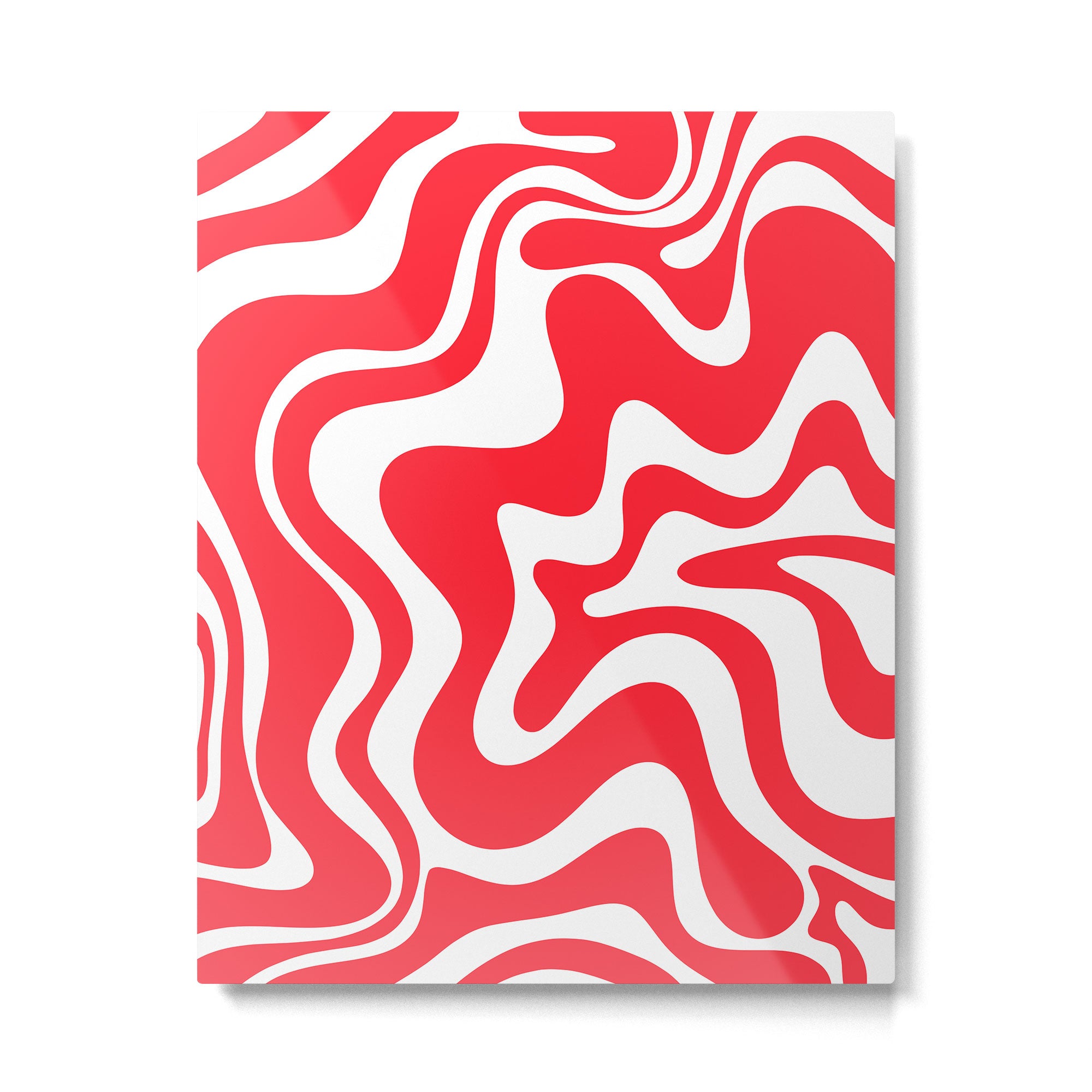 Retro Liquid Swirl Abstract Pattern Bright Red and White Metal Print Gallery Image 4