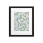 Retro Liquid Swirl Abstract Pattern Celadon Green Baby Blue Beige Framed Art Print Gallery Image 5