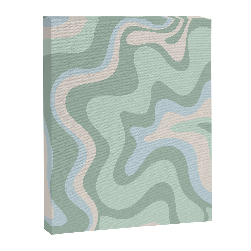 Retro Liquid Swirl Abstract Pattern Celadon Mint Green Baby Blue Beige  Canvas Print Gallery Image 6