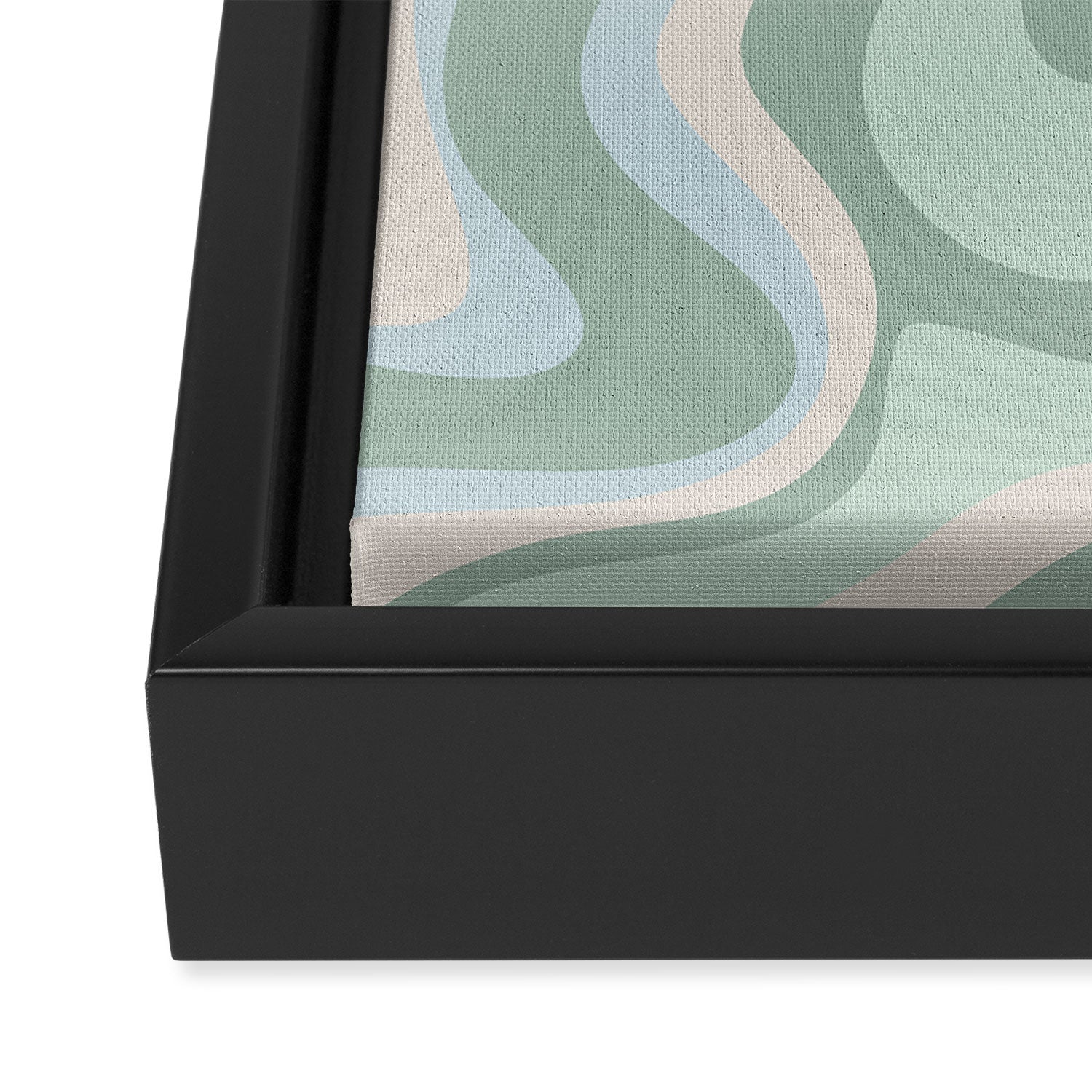 Retro Liquid Swirl Abstract Pattern Celadon Mint Green Baby Blue Beige  Framed Canvas Print Gallery Image 3