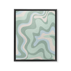 Retro Liquid Swirl Abstract Pattern Celadon Mint Green Baby Blue Beige  Framed Canvas Print Gallery Image 6