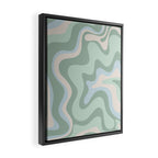 Retro Liquid Swirl Abstract Pattern Celadon Mint Green Baby Blue Beige  Framed Canvas Print Gallery Image 2