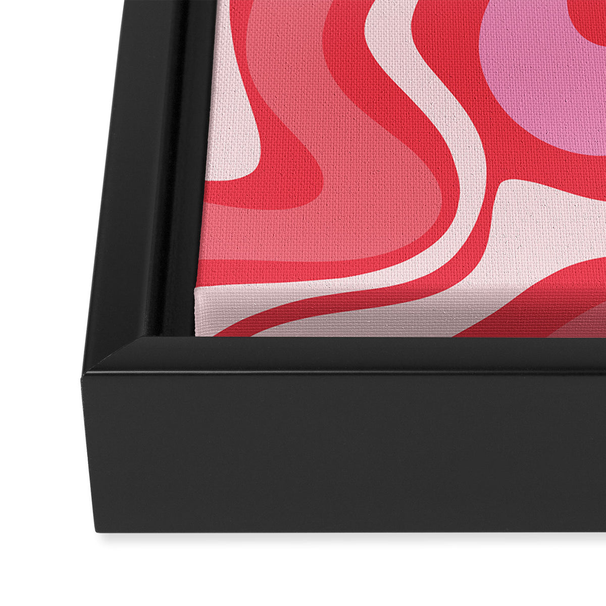 Retro Liquid Swirl Abstract Pattern Cherry Red Pink Framed Canvas Print Gallery Image 3