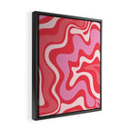 Retro Liquid Swirl Abstract Pattern Cherry Red Pink Framed Canvas Print Gallery Image 2