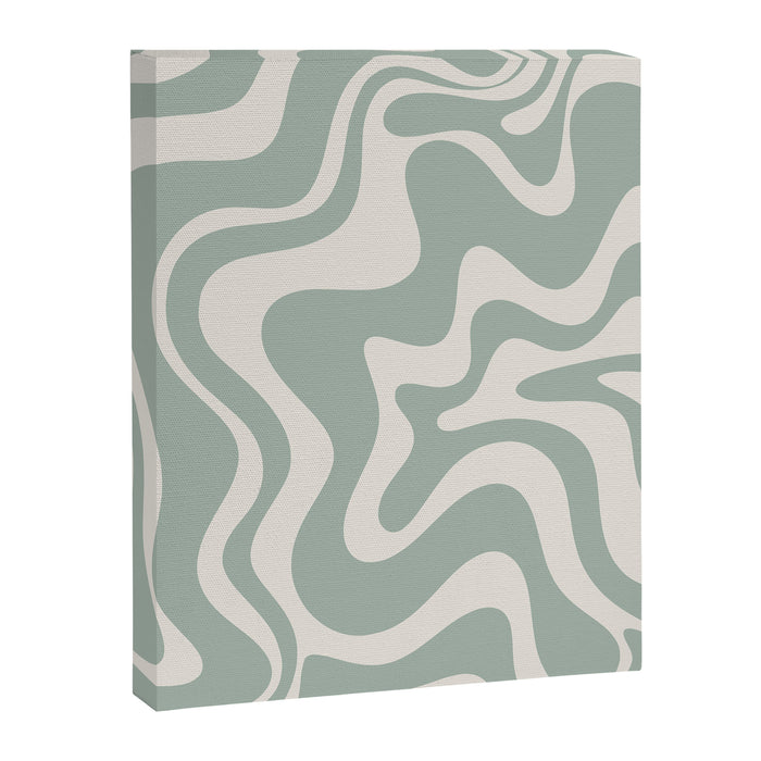 Retro Liquid Swirl Abstract Pattern Eucalyptus Sage Green Canvas Print Gallery Image 1