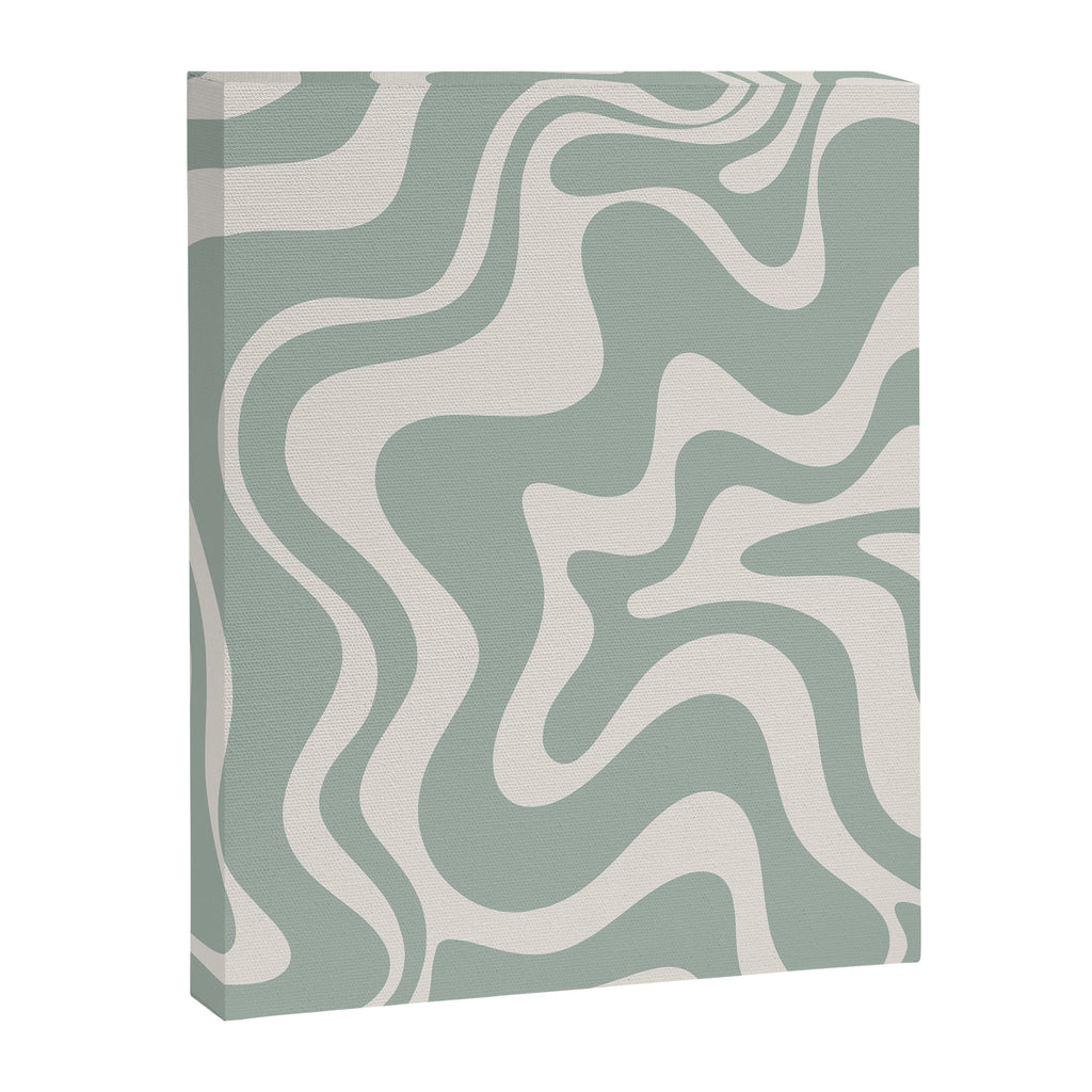 Retro Liquid Swirl Abstract Pattern Eucalyptus Sage Green Canvas Print Gallery Image 6