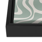 Retro Liquid Swirl Abstract Pattern Eucalyptus Sage Green Framed Canvas Print Gallery Image 3