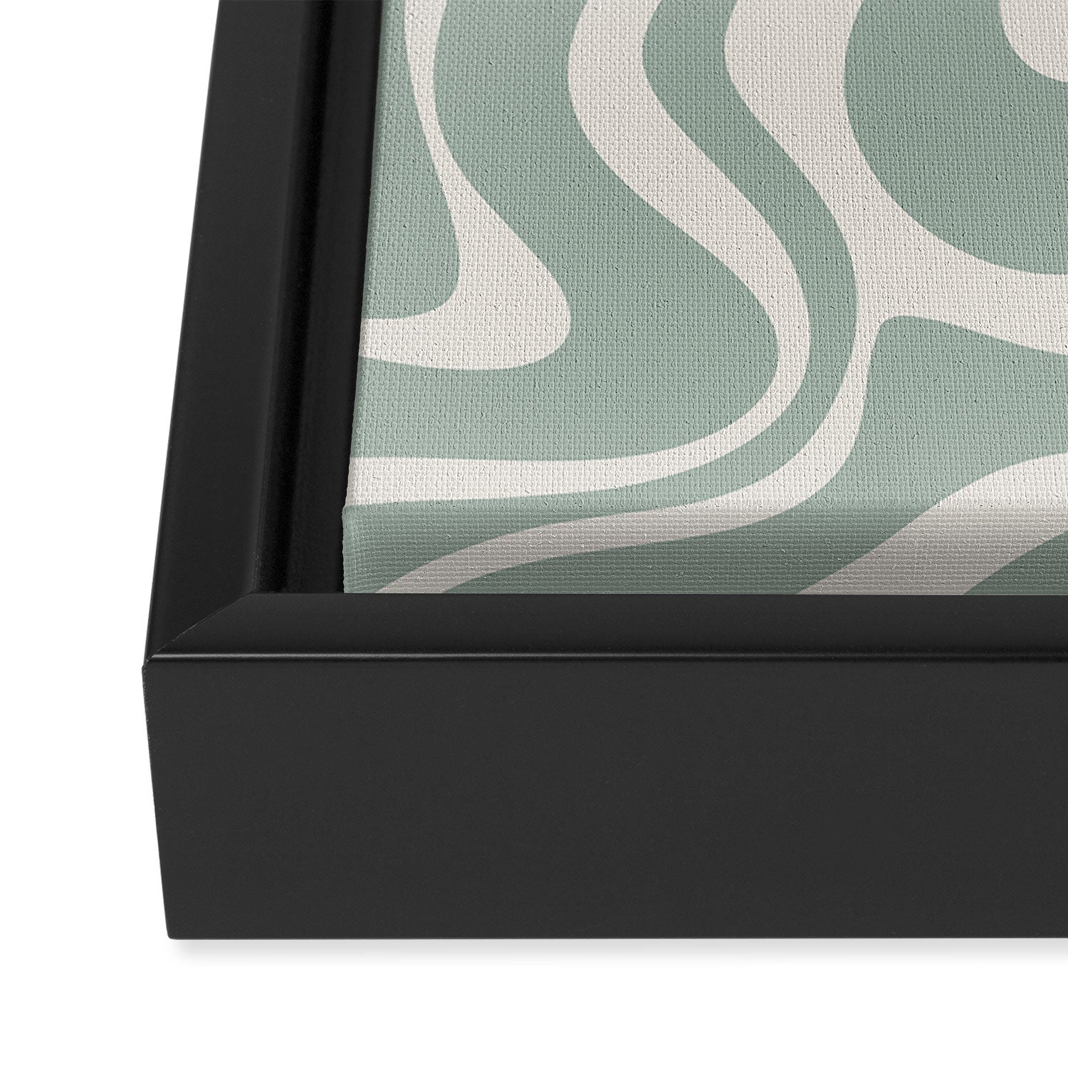 Retro Liquid Swirl Abstract Pattern Eucalyptus Sage Green Framed Canvas Print Gallery Image 3