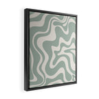 Retro Liquid Swirl Abstract Pattern Eucalyptus Sage Green Framed Canvas Print Gallery Image 2
