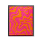 Retro Liquid Swirl Abstract Pattern Hot Pink & Orange Framed Canvas Print Gallery Image 6