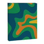 Retro Liquid Swirl Abstract Pattern in 70s Green, Blue, Orange, Yellow Canvas Print Gallery Image 8