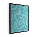 Retro Liquid Swirl Abstract Pattern in Aqua Teal Framed Canvas Print Gallery Image 2