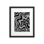 Retro Liquid Swirl Abstract Pattern in Black and Gray Framed Art Print Gallery Image 5