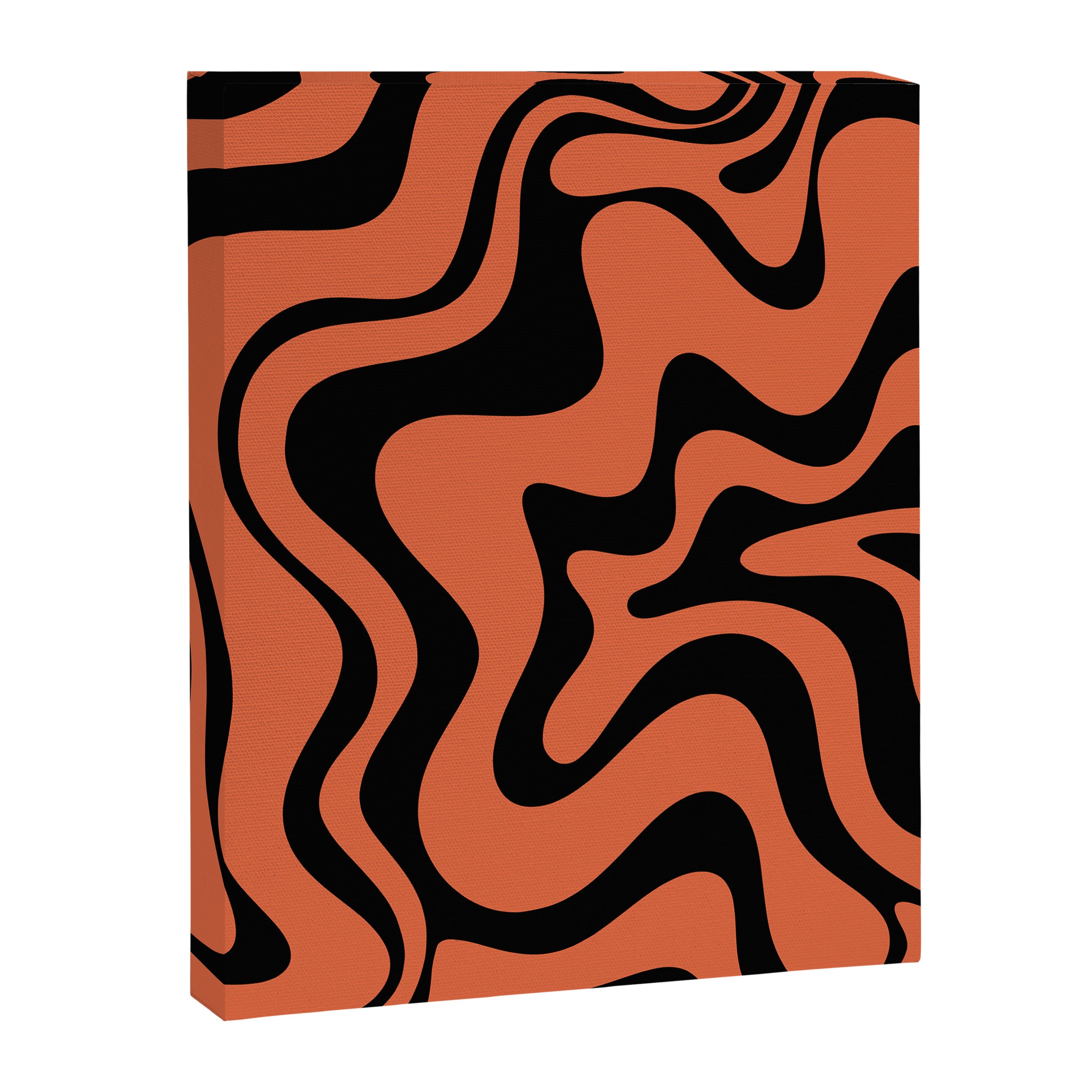 Retro Liquid Swirl Abstract Pattern in Black and Orange Canvas Print Gallery Image 6