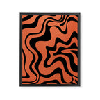 Retro Liquid Swirl Abstract Pattern in Black and Orange Framed Canvas Print Gallery Image 6