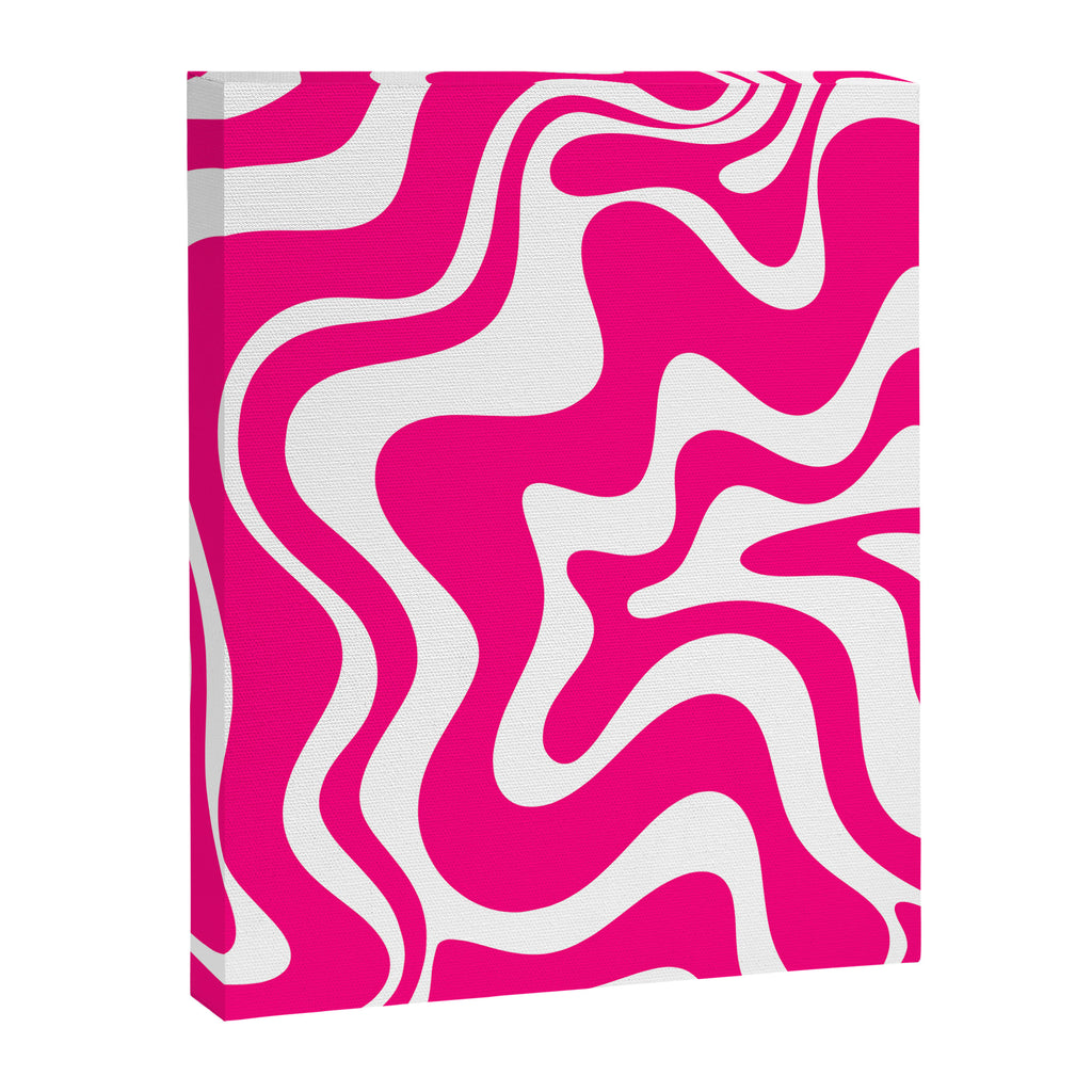 Retro Liquid Swirl Abstract Pattern in Bright Hot Pink Canvas Print Gallery Image 6