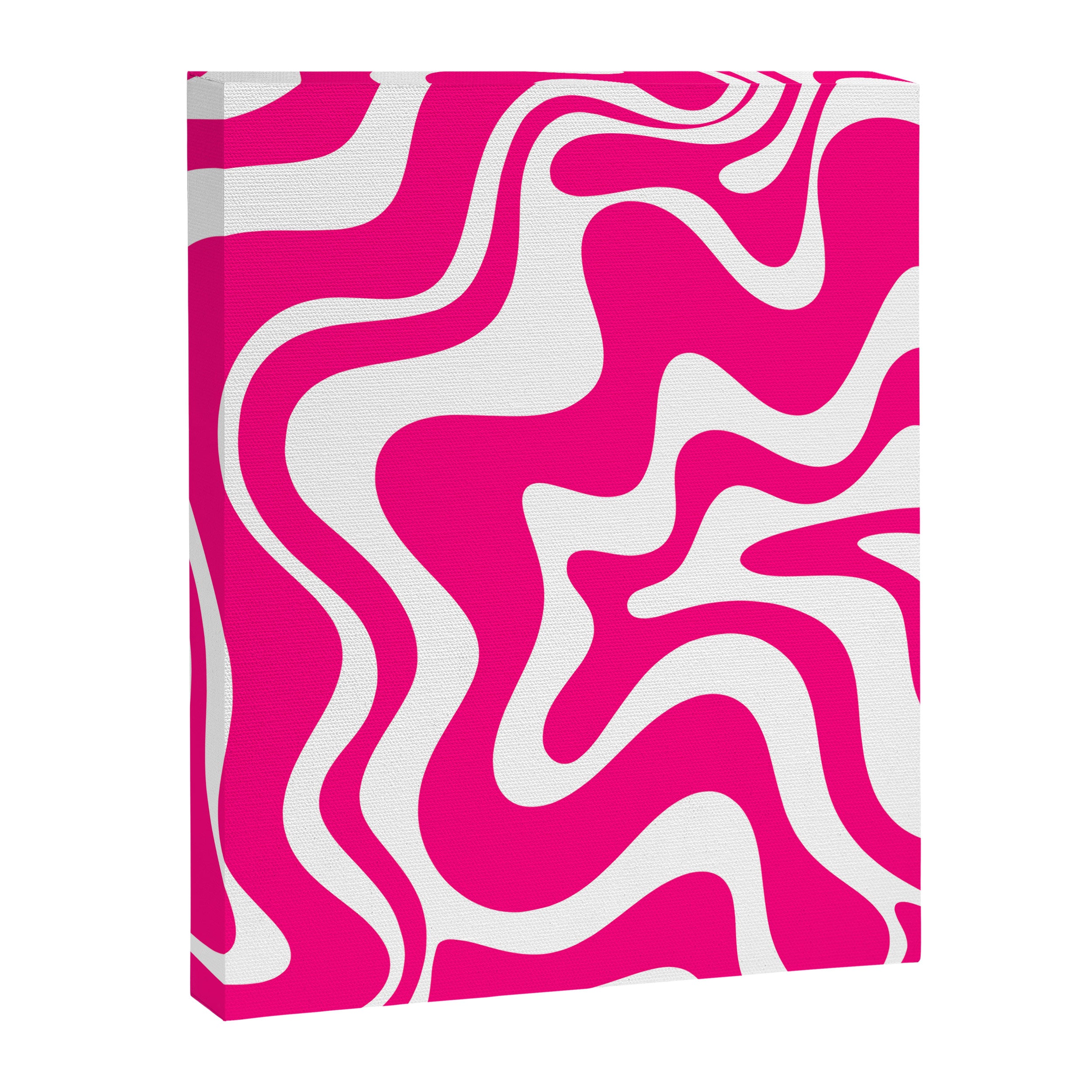 Retro Liquid Swirl Abstract Pattern in Bright Hot Pink Canvas Print Gallery Image 6