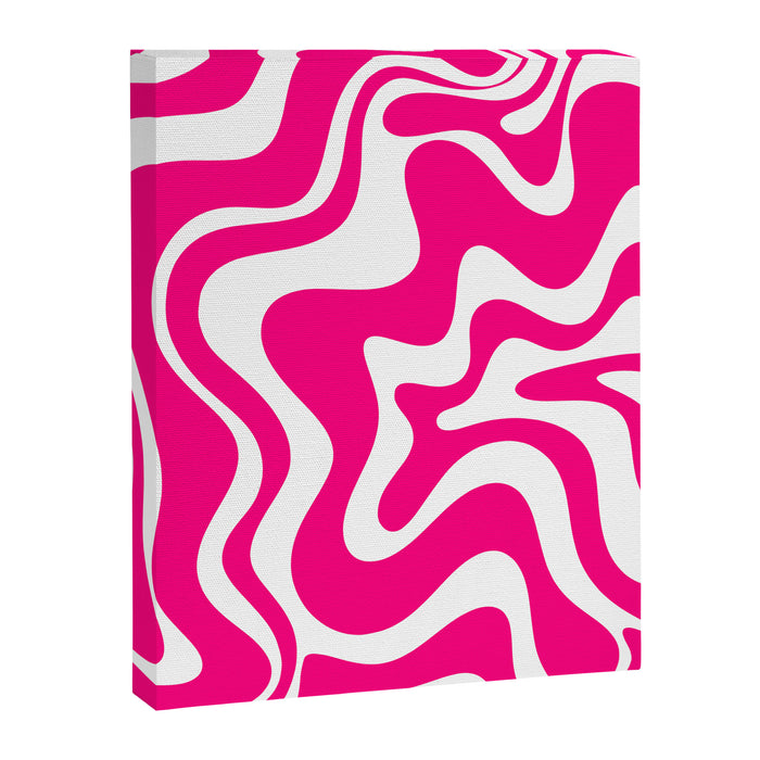 Retro Liquid Swirl Abstract Pattern in Bright Hot Pink Canvas Print Gallery Image 1