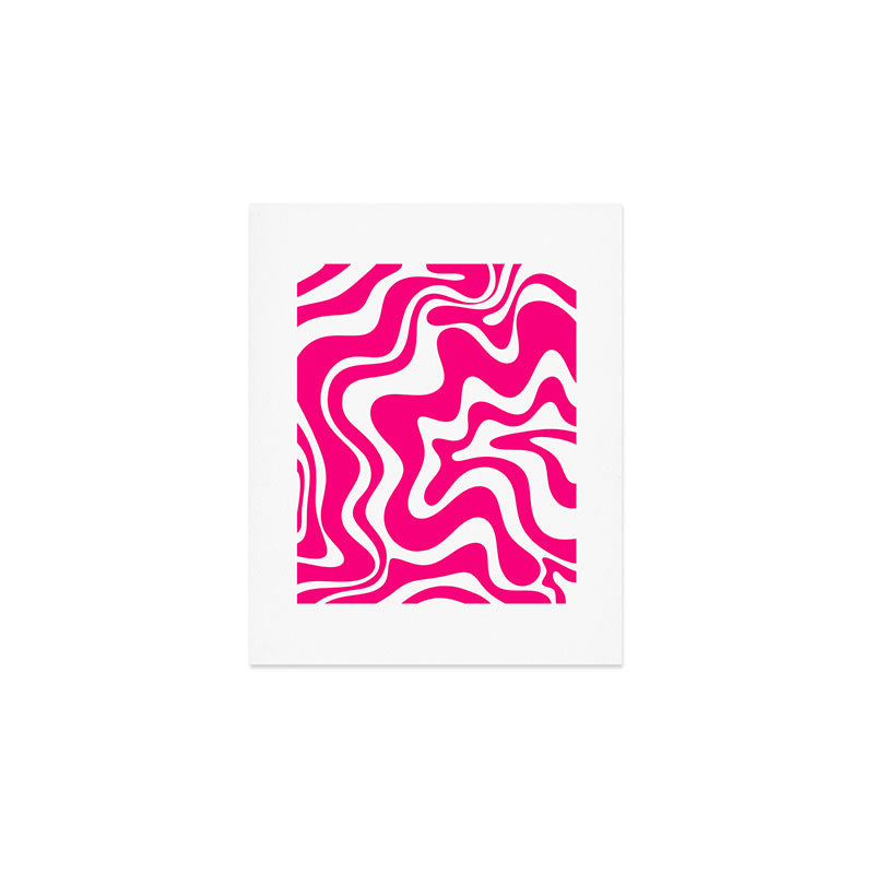 Retro Liquid Swirl Abstract Pattern in Bright Hot Pink Art Print Gallery Image 1