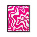 Retro Liquid Swirl Abstract Pattern in Bright Hot Pink Framed Canvas Print Gallery Image 6