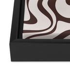 Retro Liquid Swirl Abstract Pattern in Brown Framed Canvas Print Gallery Image 3