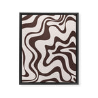 Retro Liquid Swirl Abstract Pattern in Brown Framed Canvas Print Gallery Image 6