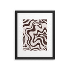 Retro Liquid Swirl Abstract Pattern in Brown Framed Art Print Gallery Image 5
