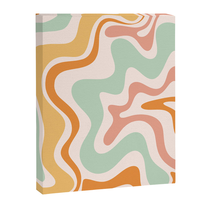 Retro Liquid Swirl Abstract Pattern in Celadon Orange Canvas Print Gallery Image 1