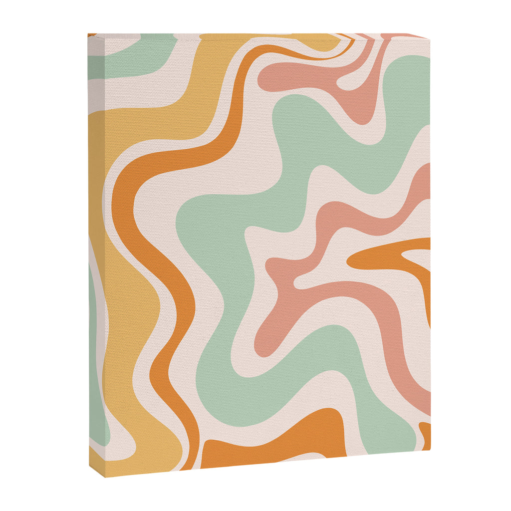 Retro Liquid Swirl Abstract Pattern in Celadon Orange Canvas Print Gallery Image 6