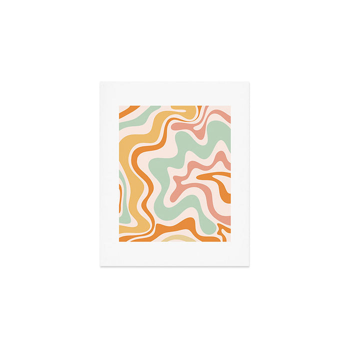 Retro Liquid Swirl Abstract Pattern in Celadon Orange Art Print Gallery Image 1