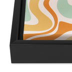 Retro Liquid Swirl Abstract Pattern in Celadon Orange Framed Canvas Print Gallery Image 3