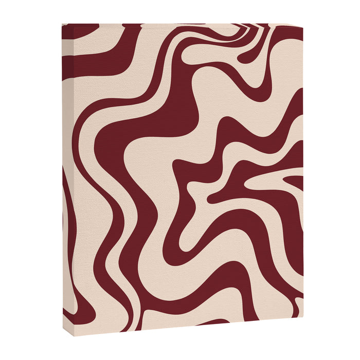 Retro Liquid Swirl Abstract Pattern in Cinnamon Cocoa and Cream  Canvas Print Gallery Image 1